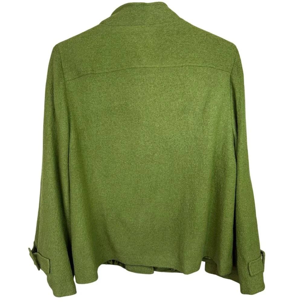 Focus 2000 Womens Green Wool Blend Button-Up Jacket 3X Office Academia Preppy - Picture 2 of 11
